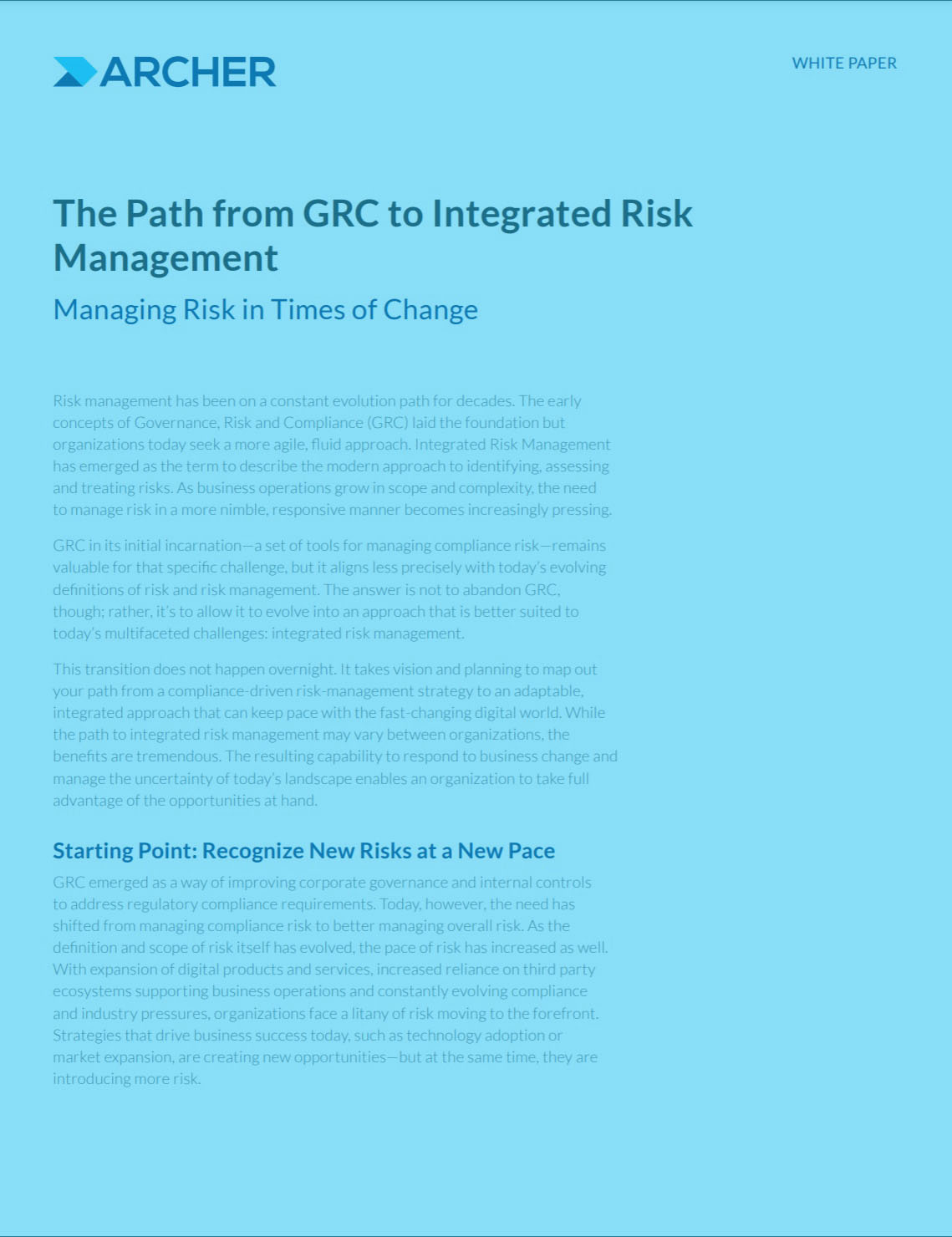 The path from GRC to integrated risk management
